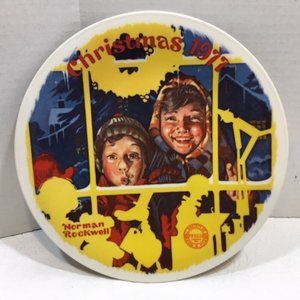 VTG Norman Rockwell "The Toy Shop Window Christmas 1977" Collectors Plate 8.5"